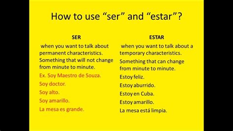 01043 Spanish Lesson   Difference between Ser and Estar ...