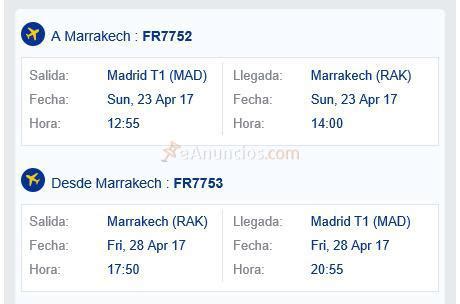 1 billete madrid marrakesh   ida y vuelta  1533902 ...