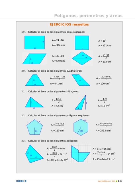 1º ESO ejercicios resueltos de triángulos y cuadriláteros ...
