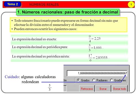 1. Números racionales: paso de fracción a decimal   ppt ...