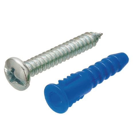 #10 12 x 1 1/4 in. Blue Ribbed Plastic Anchors with Pan ...