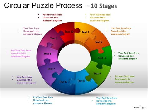 10 Components Circular Puzzle Process Powerpoint Slides ...