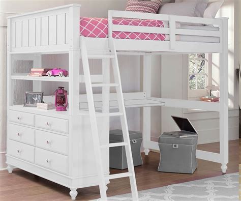 1045 Full Size Loft Bed with Desk White | Lakehouse ...