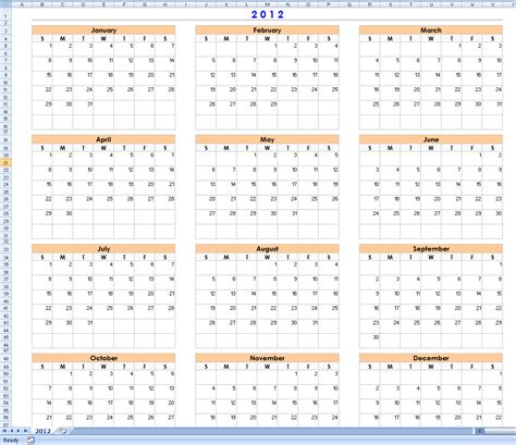 12 Month Calendar Excel | calendar template excel