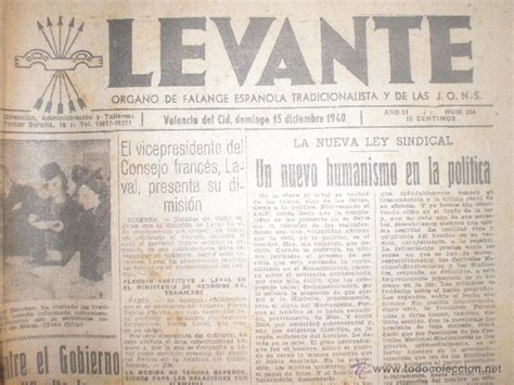 15 diciembre 1940 valencia. periodico levante n   Comprar ...