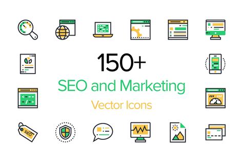 150+ SEO and Marketing Icons   Creative Stall