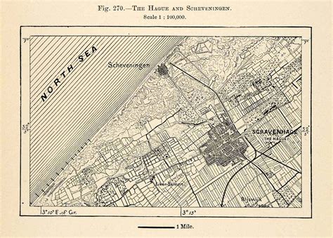1882 Relief Line Block Map Netherlands Hague Scheveningen ...