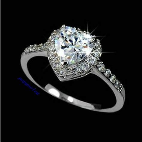 18K white gold GP Austria drill Crystal heart Engagement ...