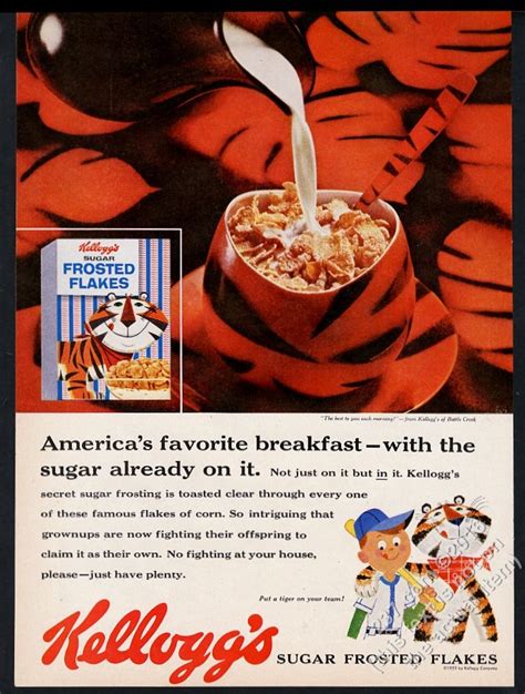 1959 Kellogg s Frosted Flakes cereal Tony the Tiger art ...