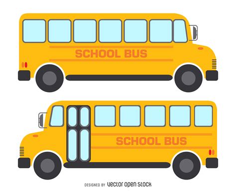 2 aislados dibujos de autobuses escolares   Descargar vector
