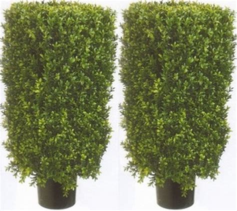 2 Artificial 30  Boxwood Rectangle Topiary Bush Tree In ...