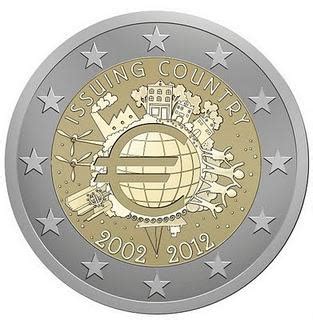2 Euro conmemorativos 2012 10 Años de la circulación de ...