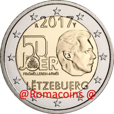 2 Euros Conmemorativos Luxemburgo 2017 50 Años Servicio ...