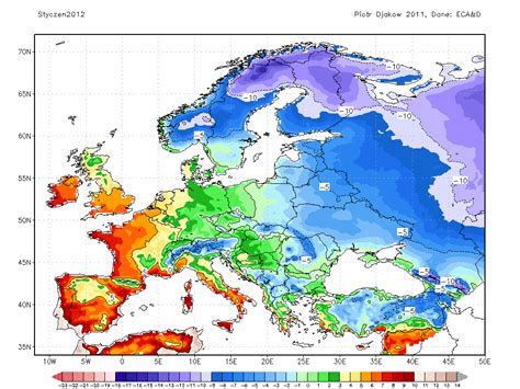 2012 w Europie   temperatura wg E OBS  1    Pogoda i Klimat