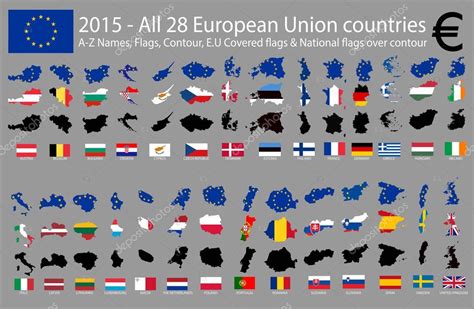 2015   los 28 países de la Unión Europea, contorno A z ...