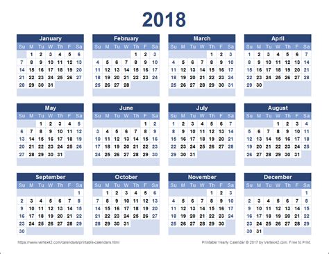 2018 Calendar | calendar template excel