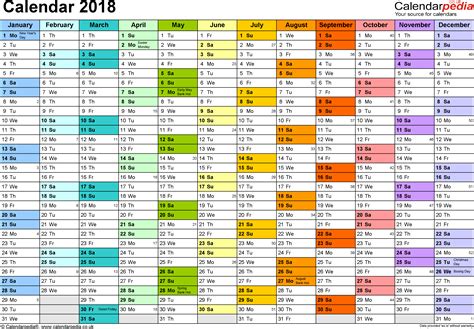 2018 Calendar Excel | weekly calendar template