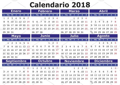 2018 calendar in spanish ~ Illustrations ~ Creative Market