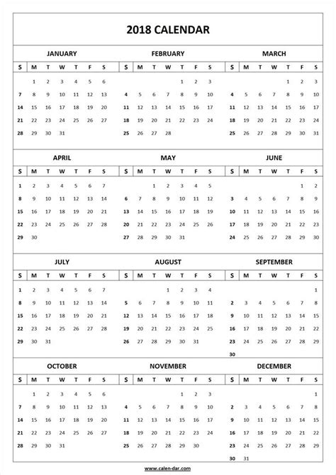 2018 Calendar Template | Print Blank Calendar 2018 ...