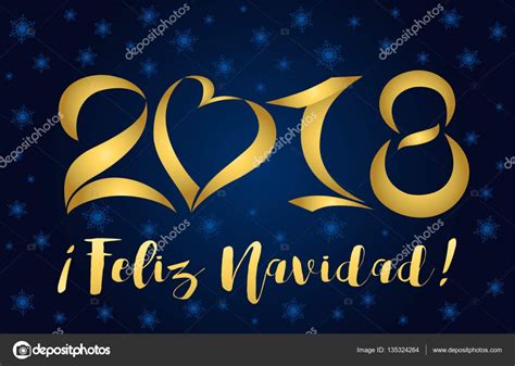 2018 feliz navidad tarjeta oro figuras — Archivo Imágenes ...