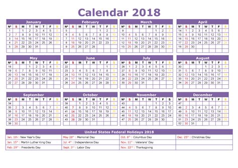 2018 Holiday Calendar   USA, Federal, Jewish   Web E Calendar