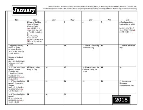 2018 Worship and Music Planning Calendar   Discipleship ...