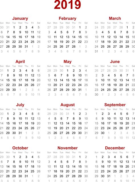 2019 Calendar | 2018 calendar printable
