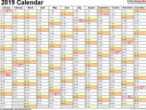 2019 Calendar   Download 17 free printable Excel templates ...
