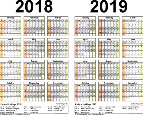 2019 Calendar Excel | 2018 calendar printable