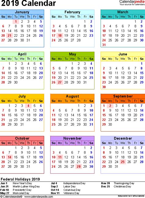 2019 Calendar Pdf | calendar for 2019