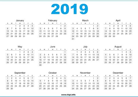 2019 Calendar Printable | vitafitguide