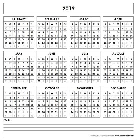 2019 Printable Calendar | Yearly Calendar | Pinterest ...