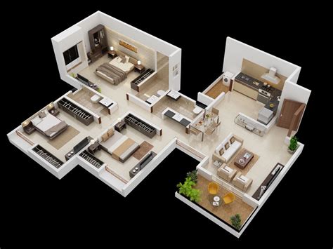 25 More 3 Bedroom 3D Floor Plans