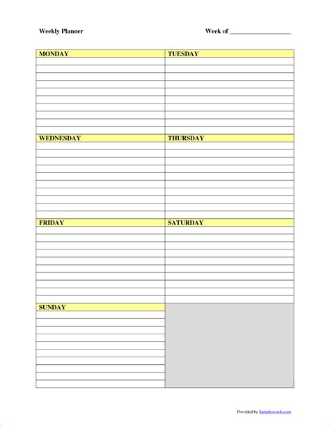 3+ free weekly planner template | Ganttchart Template