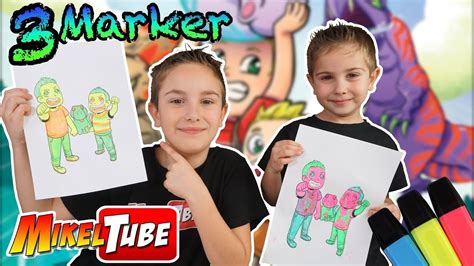 3 Marker Challenge con dibujos del Cómic MikelTube   YouTube