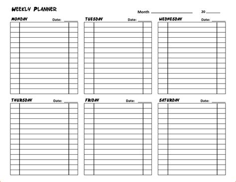 3+ weekly planning template   bookletemplate.org