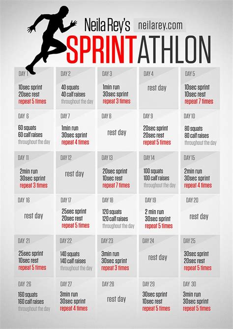30 Day Sprintathlon / Running Program | Workout Challenges ...