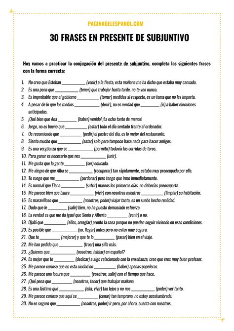 30 frases para practicar el presente de subjuntivo | La ...