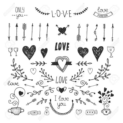 37256754 Love decorative vintage elements hand drawn ...