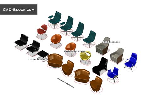 3D Furniture Armchairs CAD blocks download, free AutoCAD ...