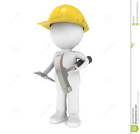 3D Little Human Character The Builder Royalty Free Stock ...