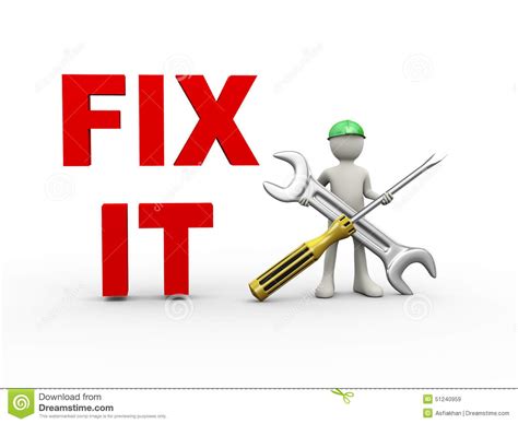 3d Man Fix It Wrench And Screwdriver Stock Illustration ...