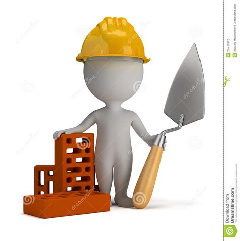 3d Small People   Builder In The Helmet Stock Photography ...