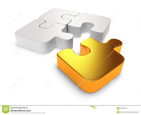 3d White And Gold Puzzle On White Stock Illustration ...