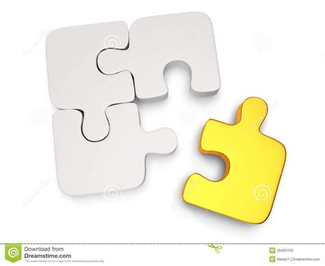 3d White And Gold Puzzle On White Stock Photos   Image ...