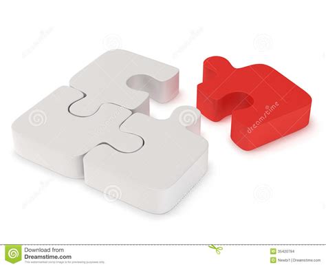 3d White And Red Puzzle On White Stock Illustration ...