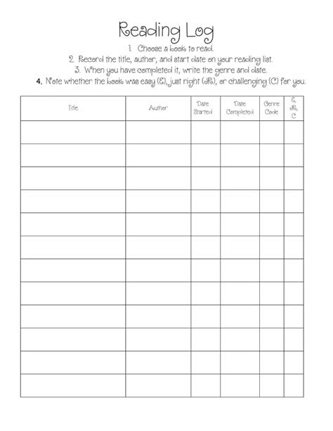47 Printable Reading Log Templates for Kids, Middle School ...
