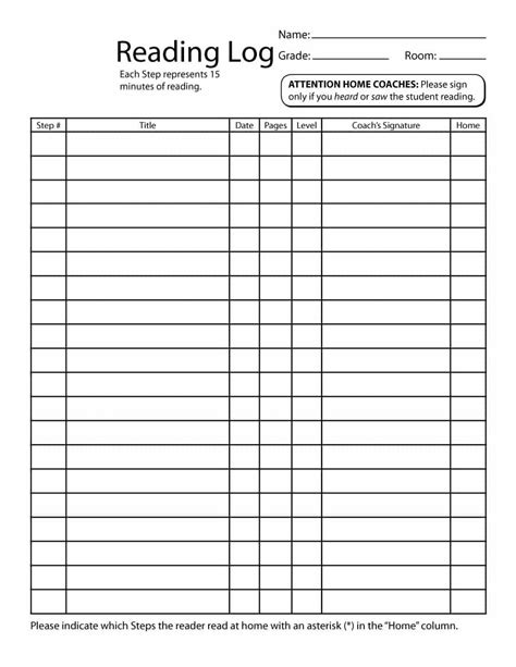47 Printable Reading Log Templates for Kids, Middle School ...