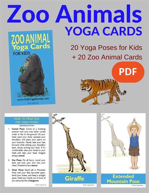 5 Zoo Yoga Poses for Kids  Printable Poster  | Kids Yoga ...