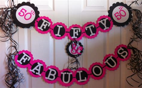 50th Birthday Decorations Party Banner Fifty & Fabulous